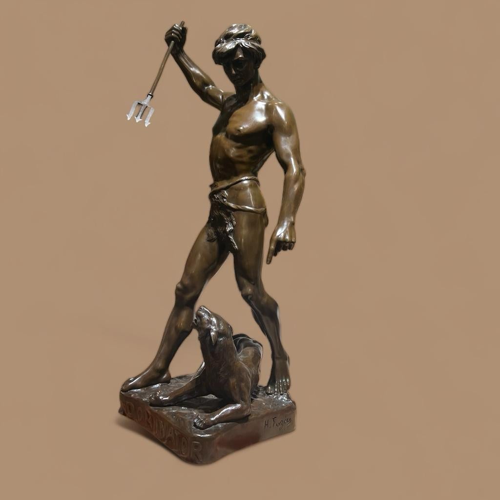 Patinated Large Bronze Sculpture 'Le Dominator' by Henri Fugere (1872-1944)