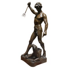 Large Bronze Sculpture 'Le Dominator' by Henri Fugere (1872-1944)