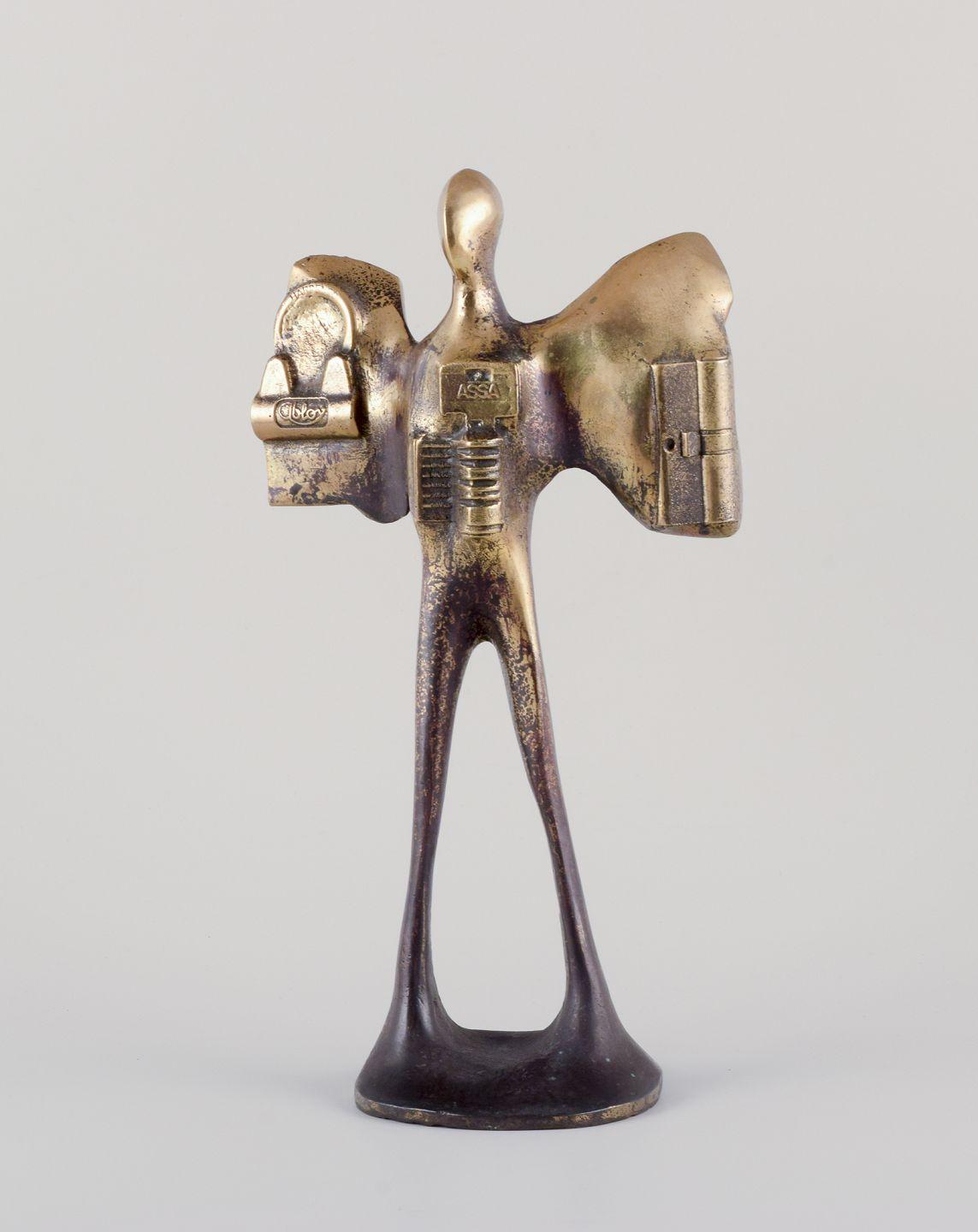 Swedish Large bronze sculpture. Man with wings. 20th C. For Sale