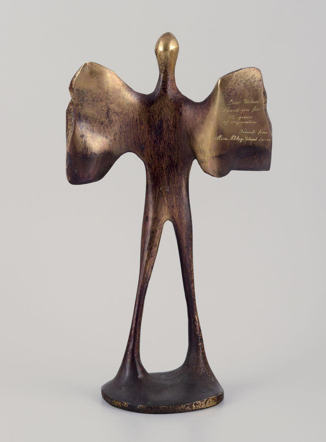 Bronze Large bronze sculpture. Man with wings. 20th C. For Sale