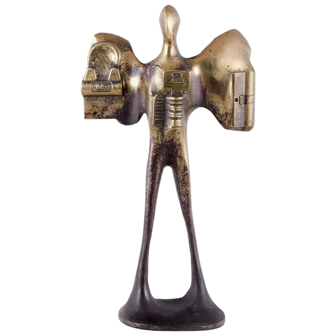 Large bronze sculpture. Man with wings. 20th C.