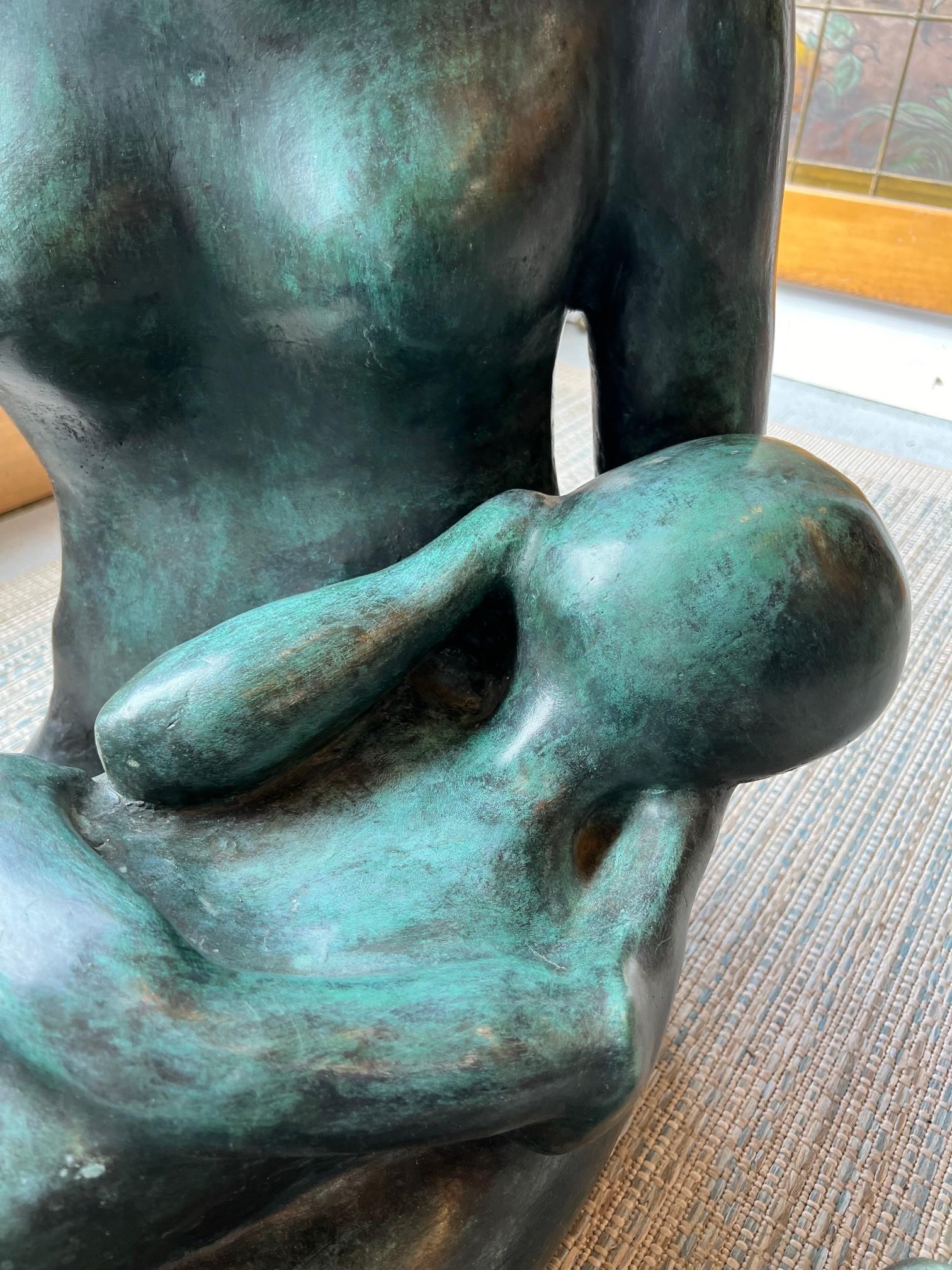 Large Bronze Sculpture Mother & Child by Noted Artist Carol Miller    For Sale 8