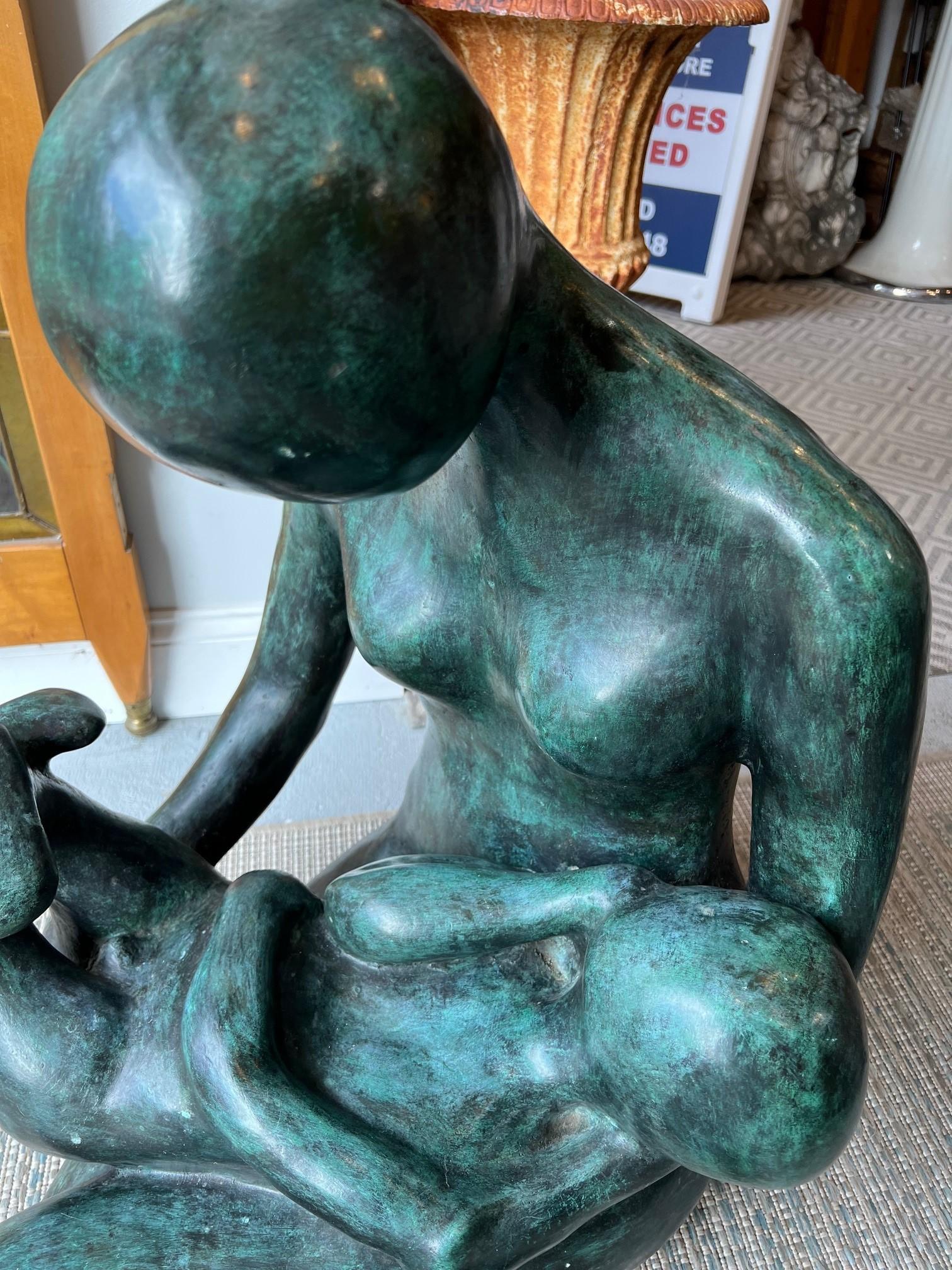 Large Bronze Sculpture Mother & Child by Noted Artist Carol Miller    For Sale 2
