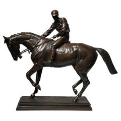 Grande scultura in bronzo di un fantino su un purosangue di Isidore Jules Bonheur