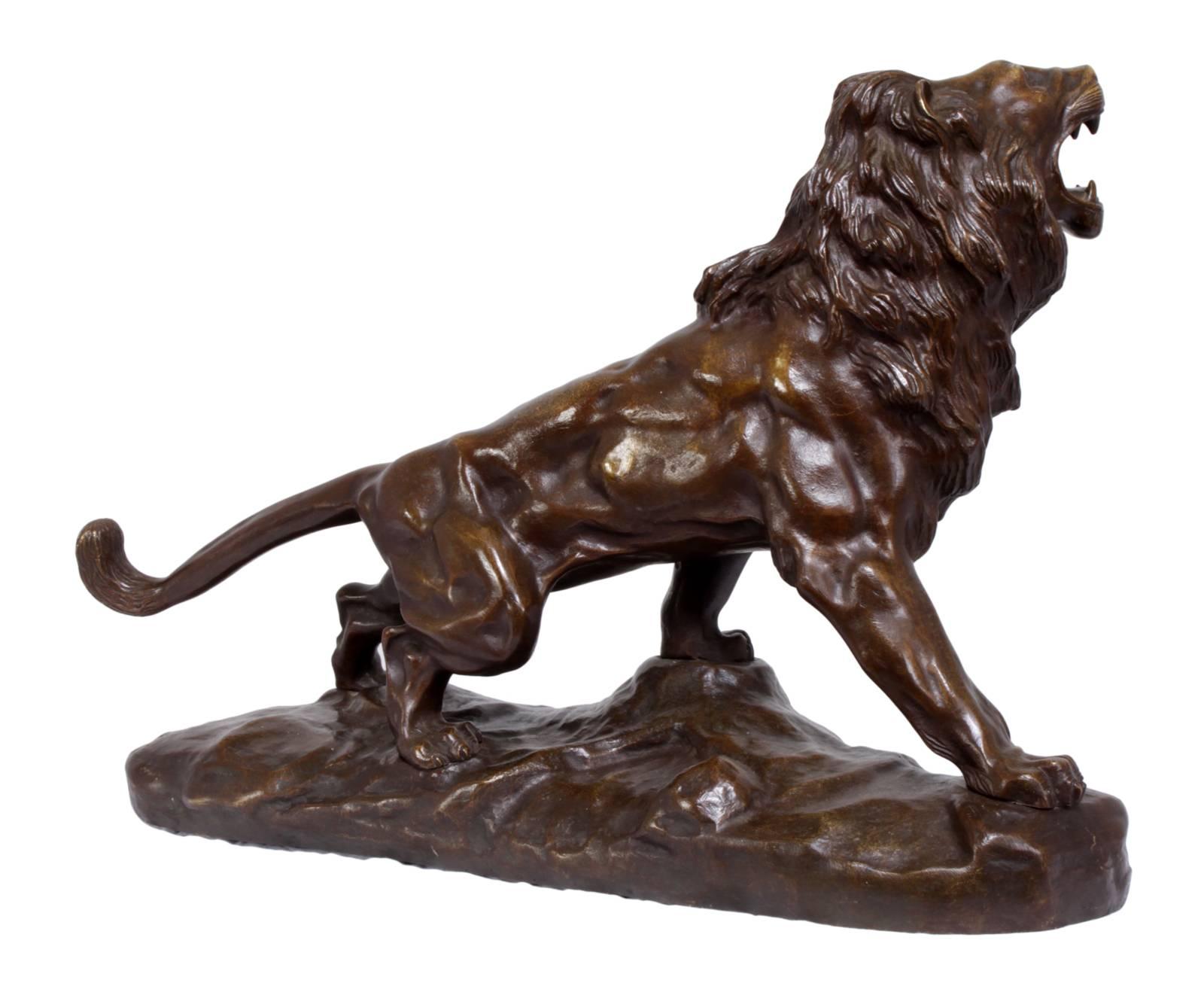 Early 20th Century Large Bronze Sculpture of a Lion by James Andrey