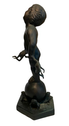 Große Bronzeskulptur eines nackten Kindes aus Bronze nach Edith Barreto Parsons-Frog Baby