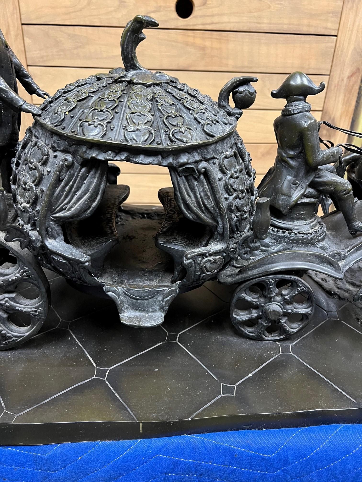 Large Bronze Sculpture of Cinderella and Her Pumpkin Carriage The Midnight Run   For Sale 7
