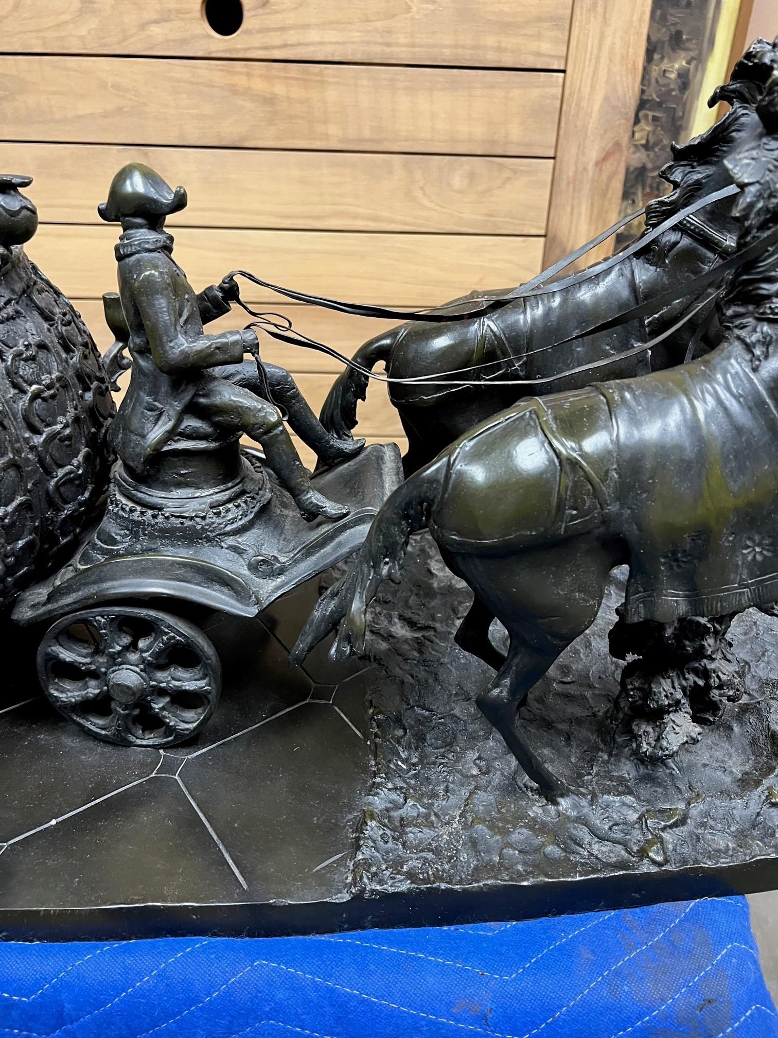 Large Bronze Sculpture of Cinderella and Her Pumpkin Carriage The Midnight Run   For Sale 8