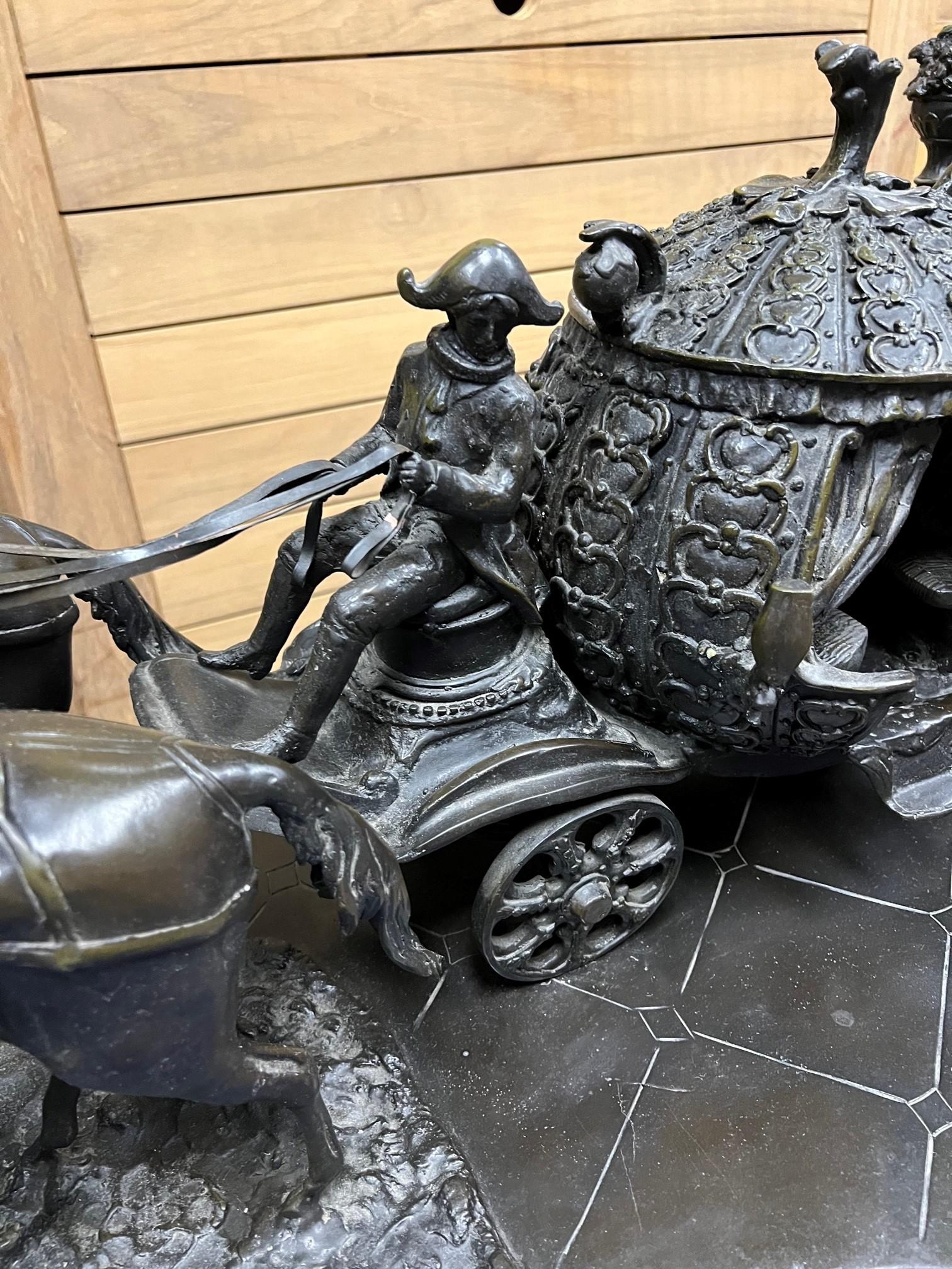 Large Bronze Sculpture of Cinderella and Her Pumpkin Carriage The Midnight Run   In Good Condition For Sale In Stamford, CT