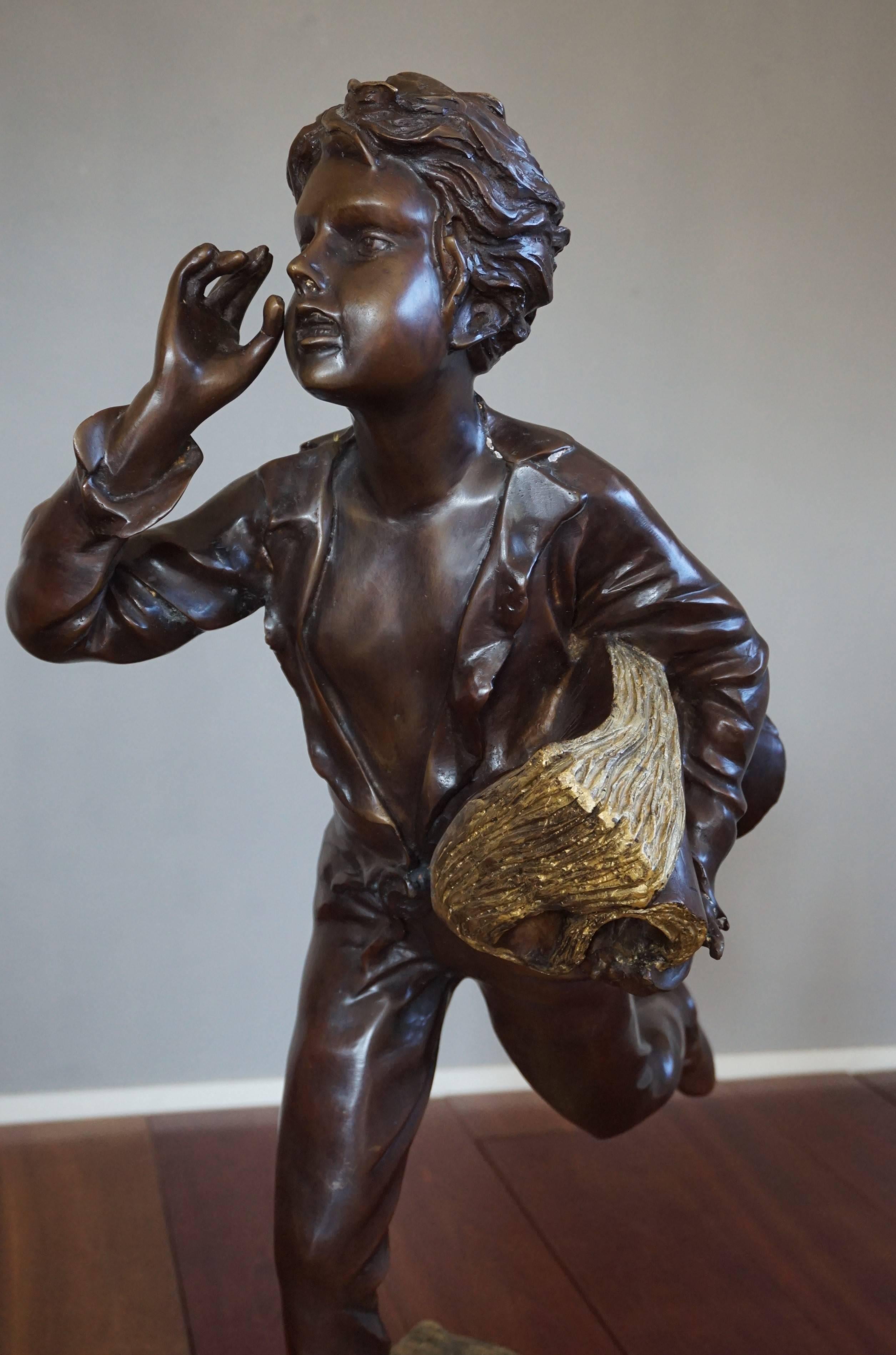 boy on a milk churn bronze