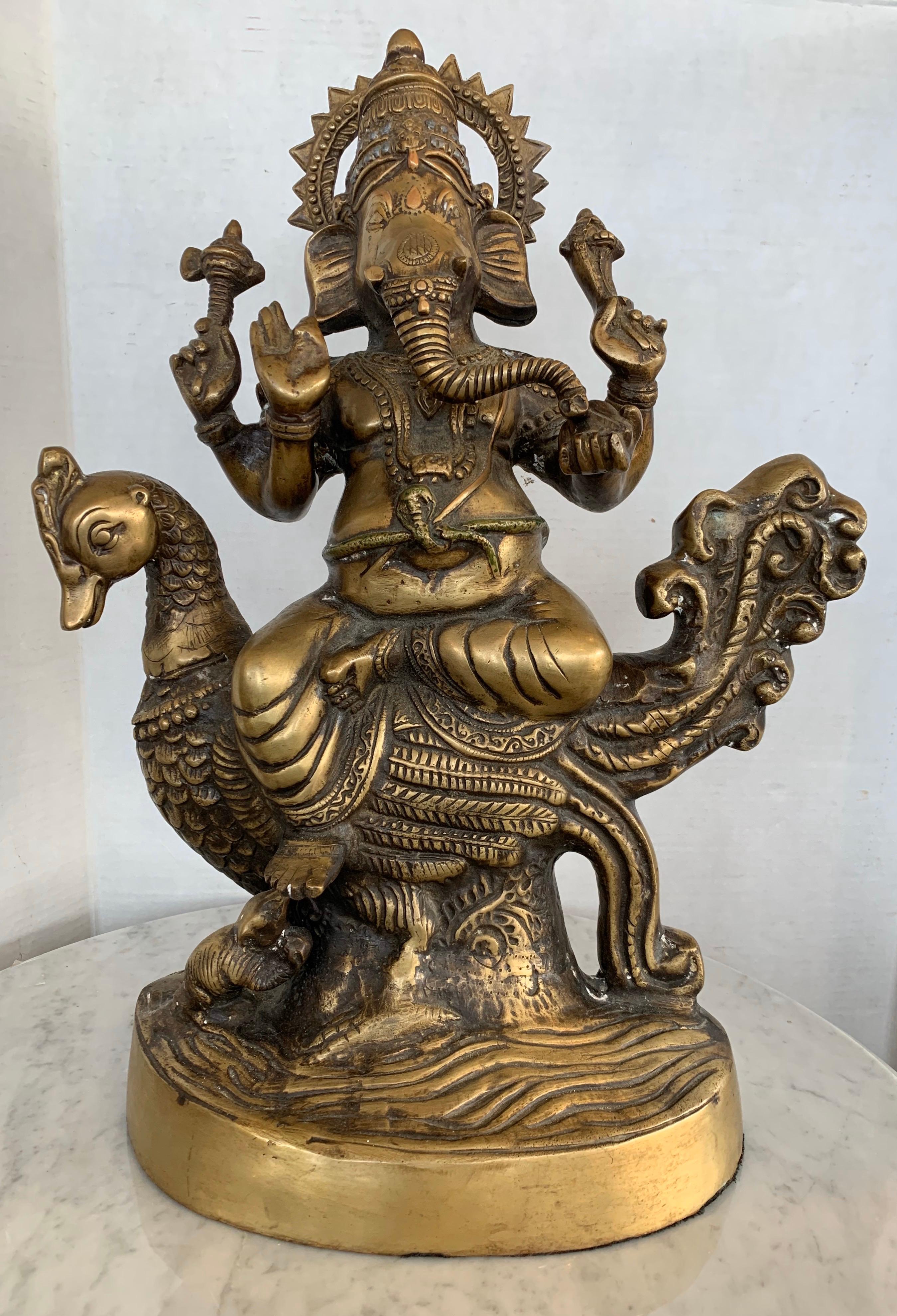 Large Bronze Sculpture of Hindu God Ganesha Elephant Pachyderm 8