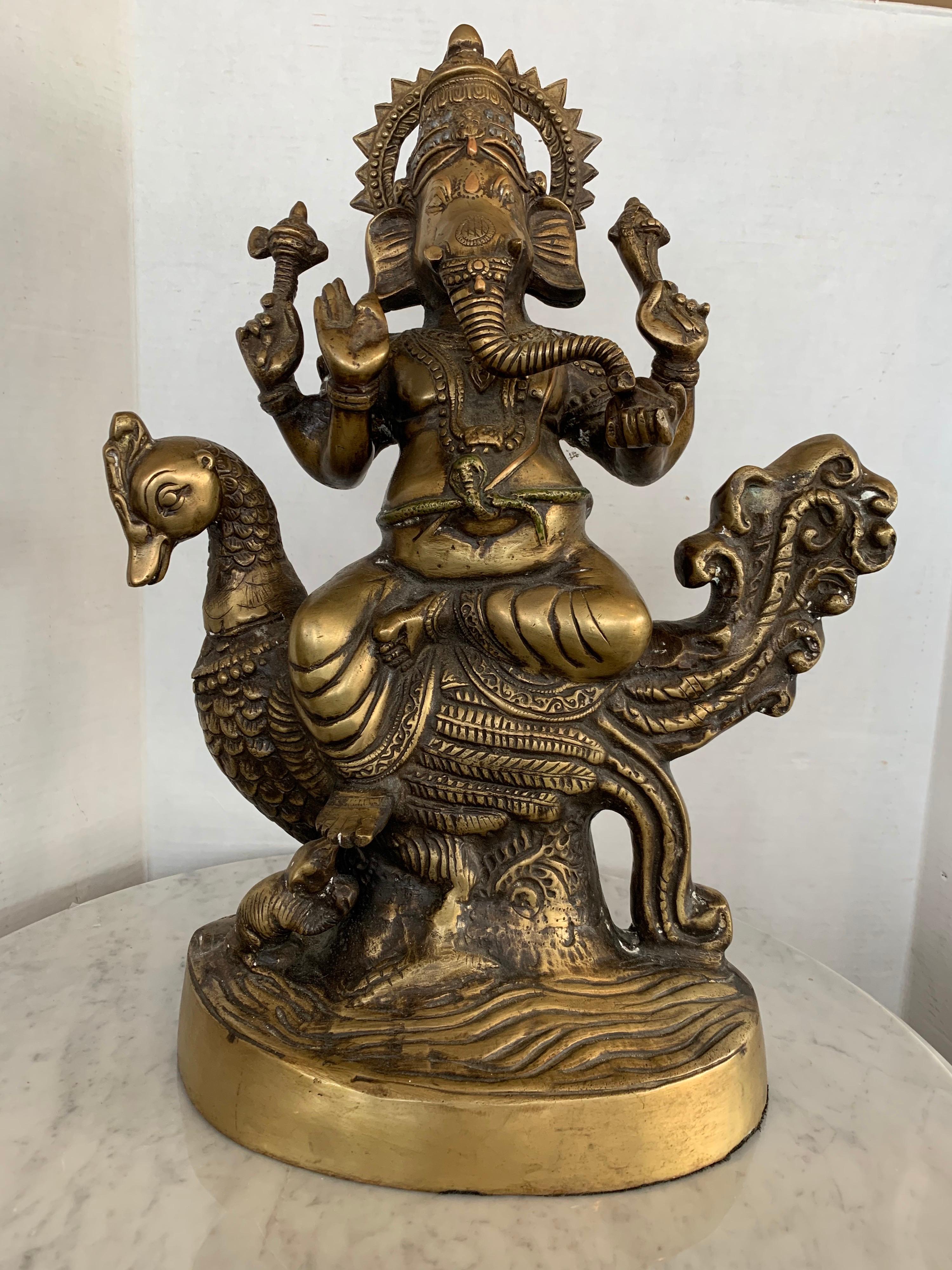 Large Bronze Sculpture of Hindu God Ganesha Elephant Pachyderm 9