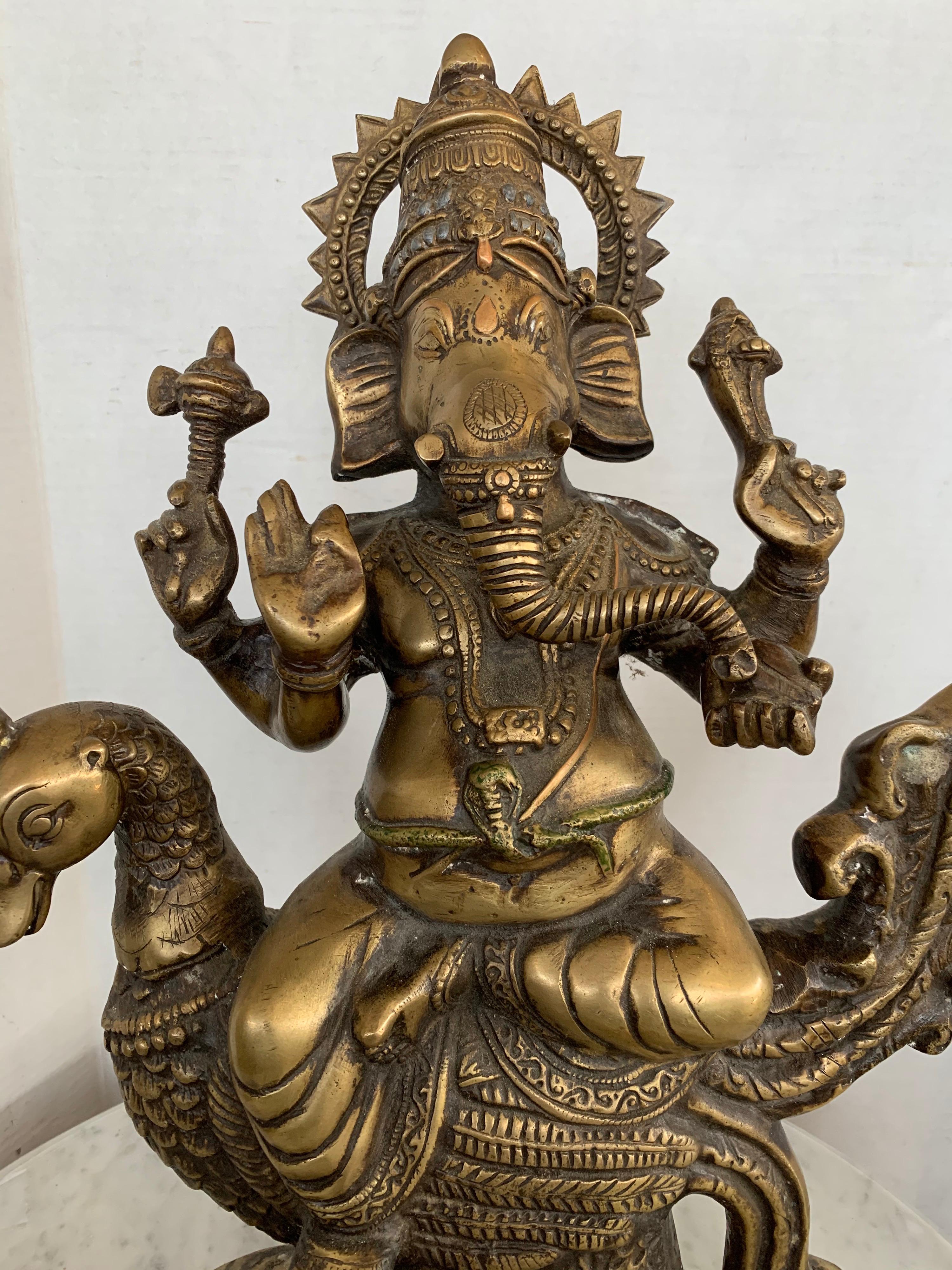 Large Bronze Sculpture of Hindu God Ganesha Elephant Pachyderm 1