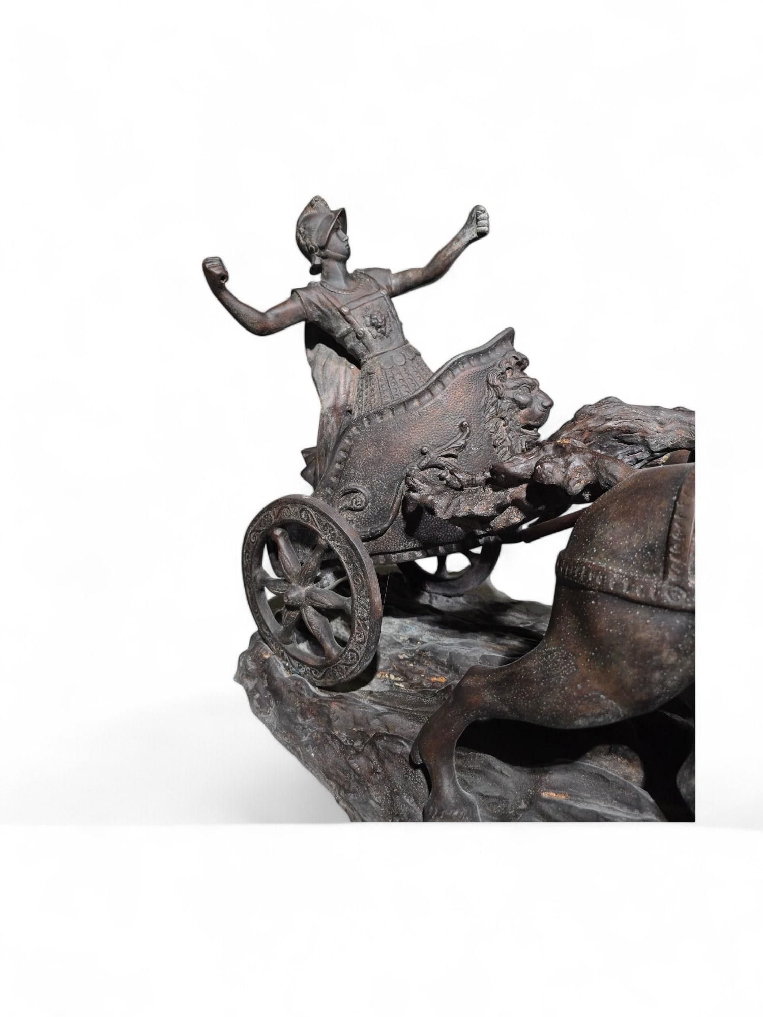 Grande scultura in bronzo di biga romana - 120 cm in vendita 5