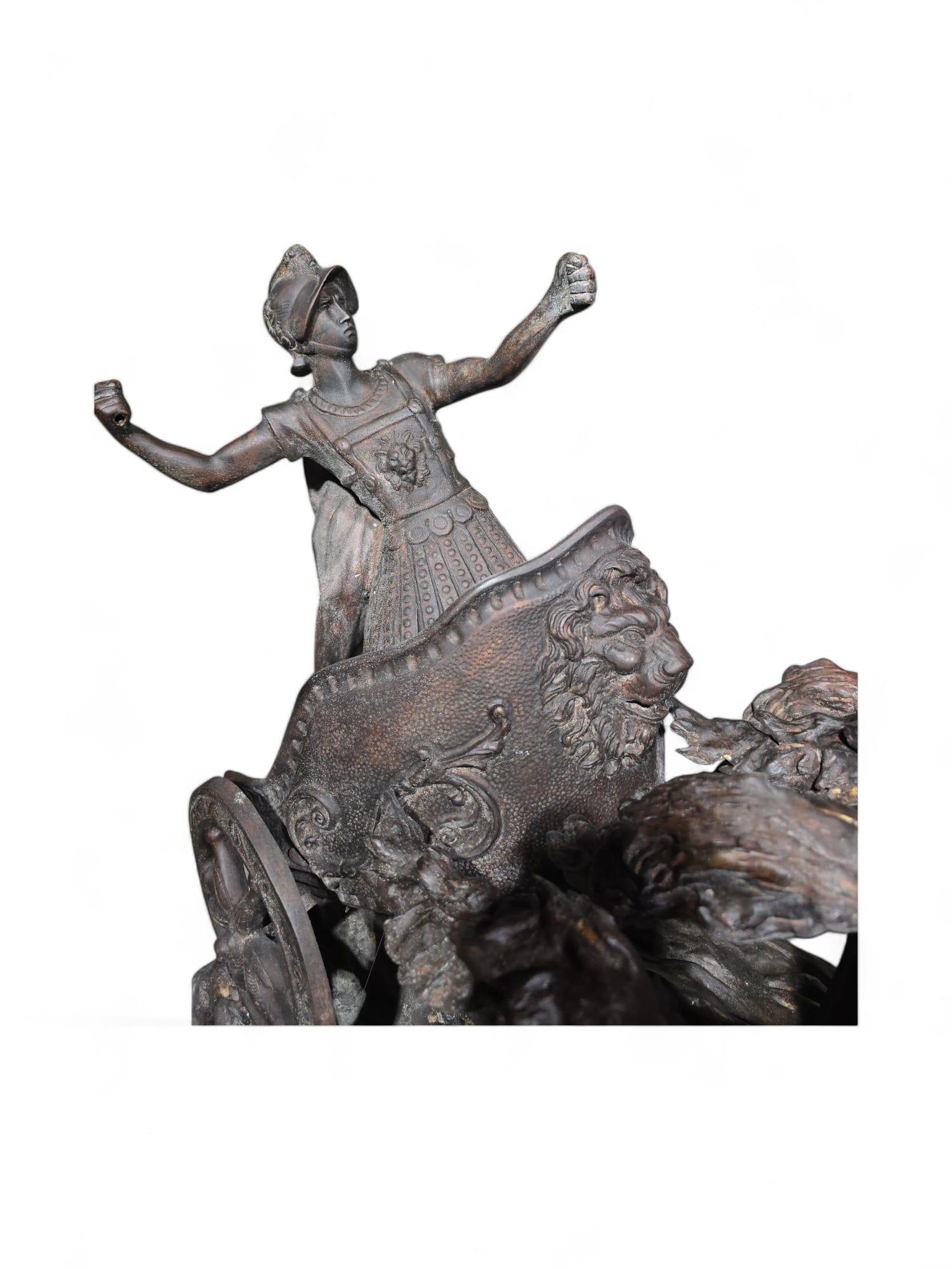 Grande scultura in bronzo di biga romana - 120 cm in vendita 7