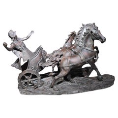 Gran Escultura de Bronce de Carro Romano - 120 cm