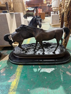 Large Bronze Sculpture of Two Horses – After Pierre-Jules Mêne