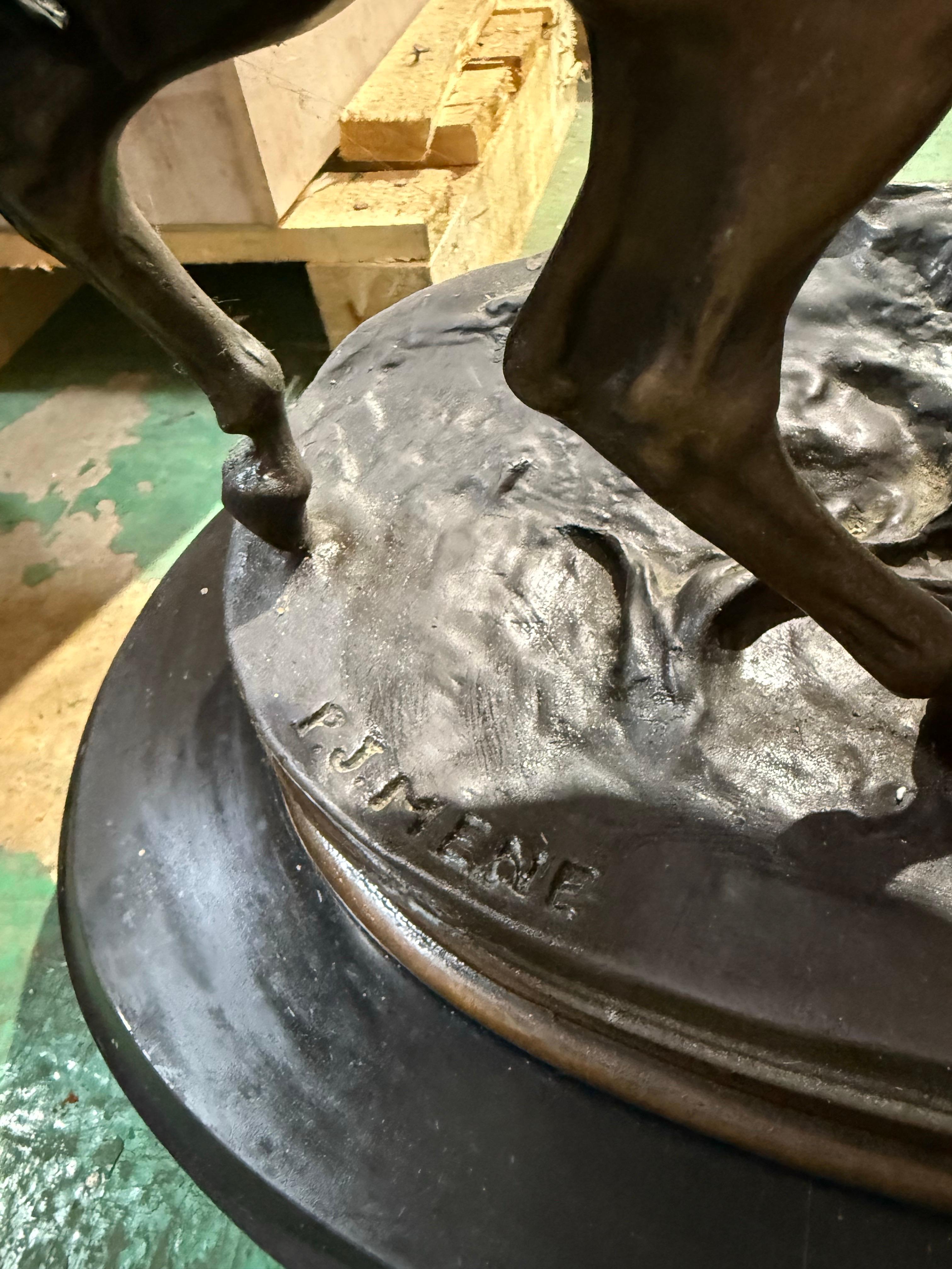 XX secolo Grande scultura in bronzo di due cavalli - Dopo Pierre Jules Mêne in vendita