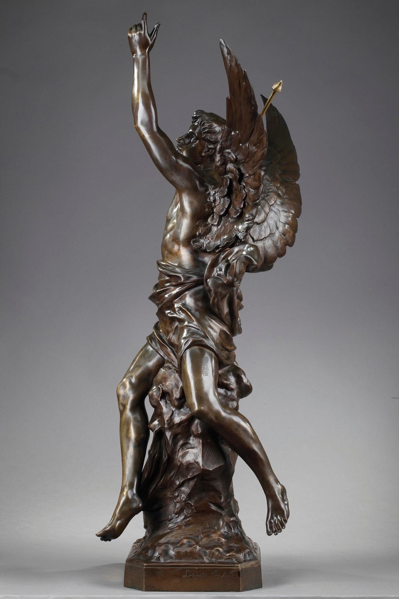 Large Bronze Sculpture: The Thought by Émile-Louis Picault 6