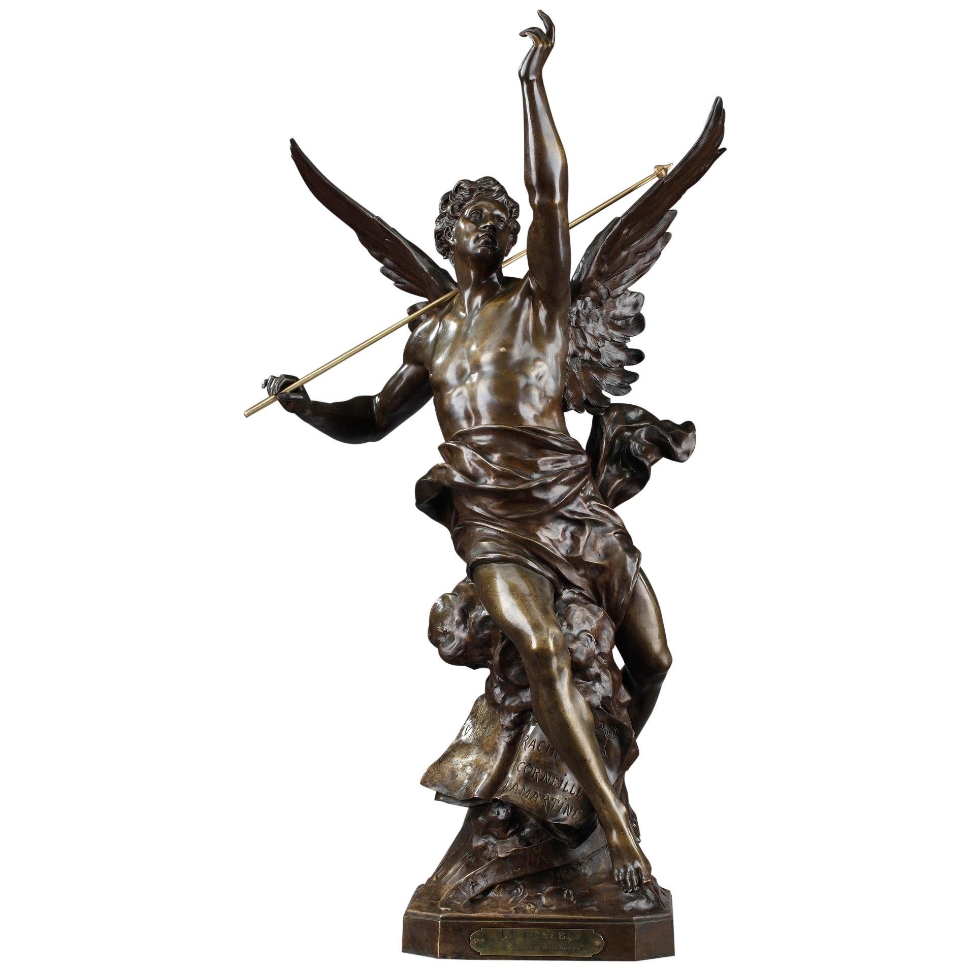 Large Bronze Sculpture: The Thought by Émile-Louis Picault