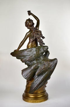Large Bronze Sculpture with Double Patina, Gilt and Brown, Napoleon III Period.