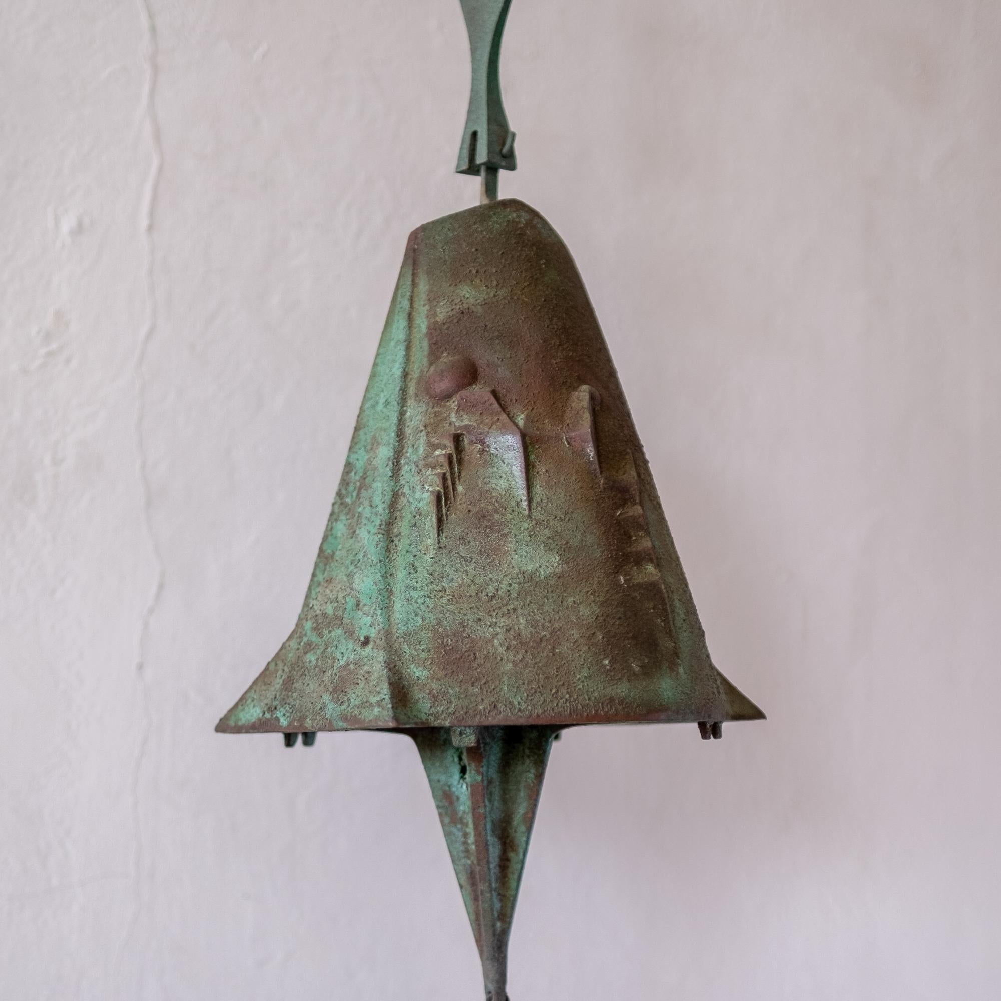 North American Large Bronze Soleri Bell and Hanging Bracket