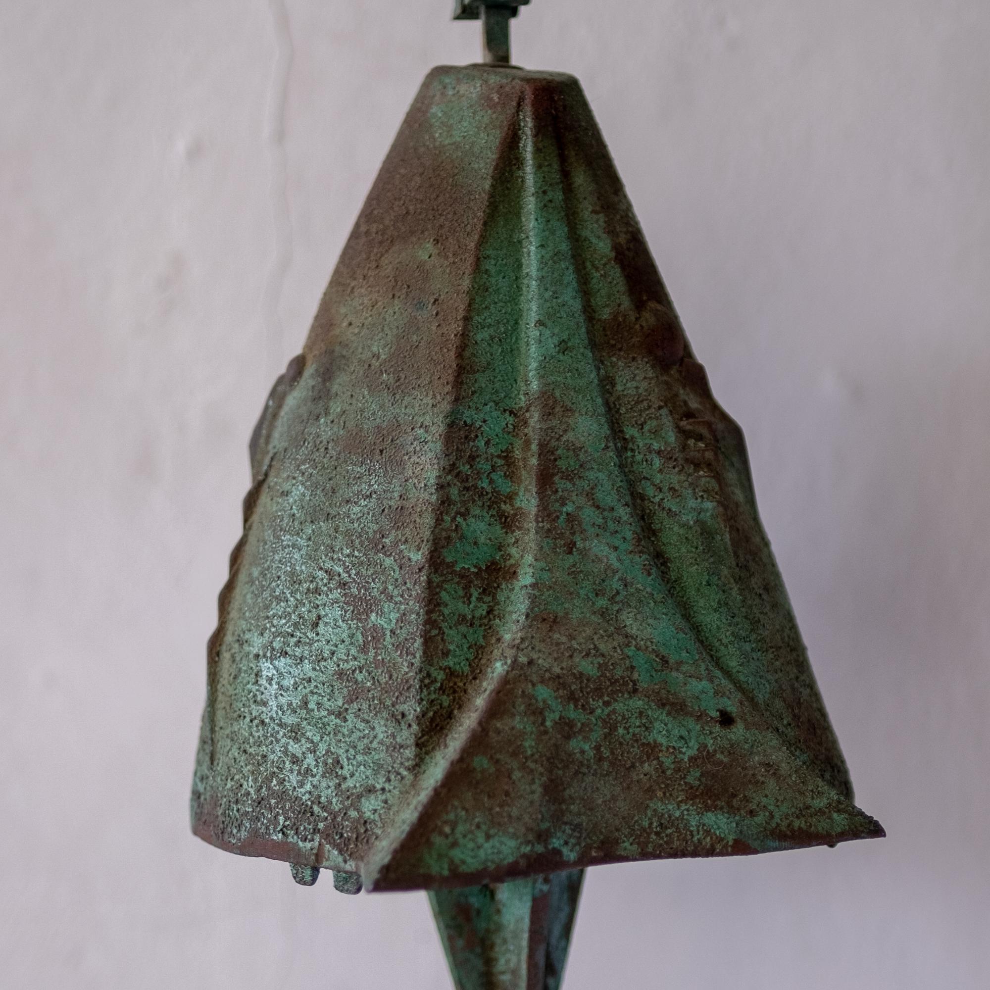 Mid-20th Century Large Bronze Soleri Bell and Hanging Bracket