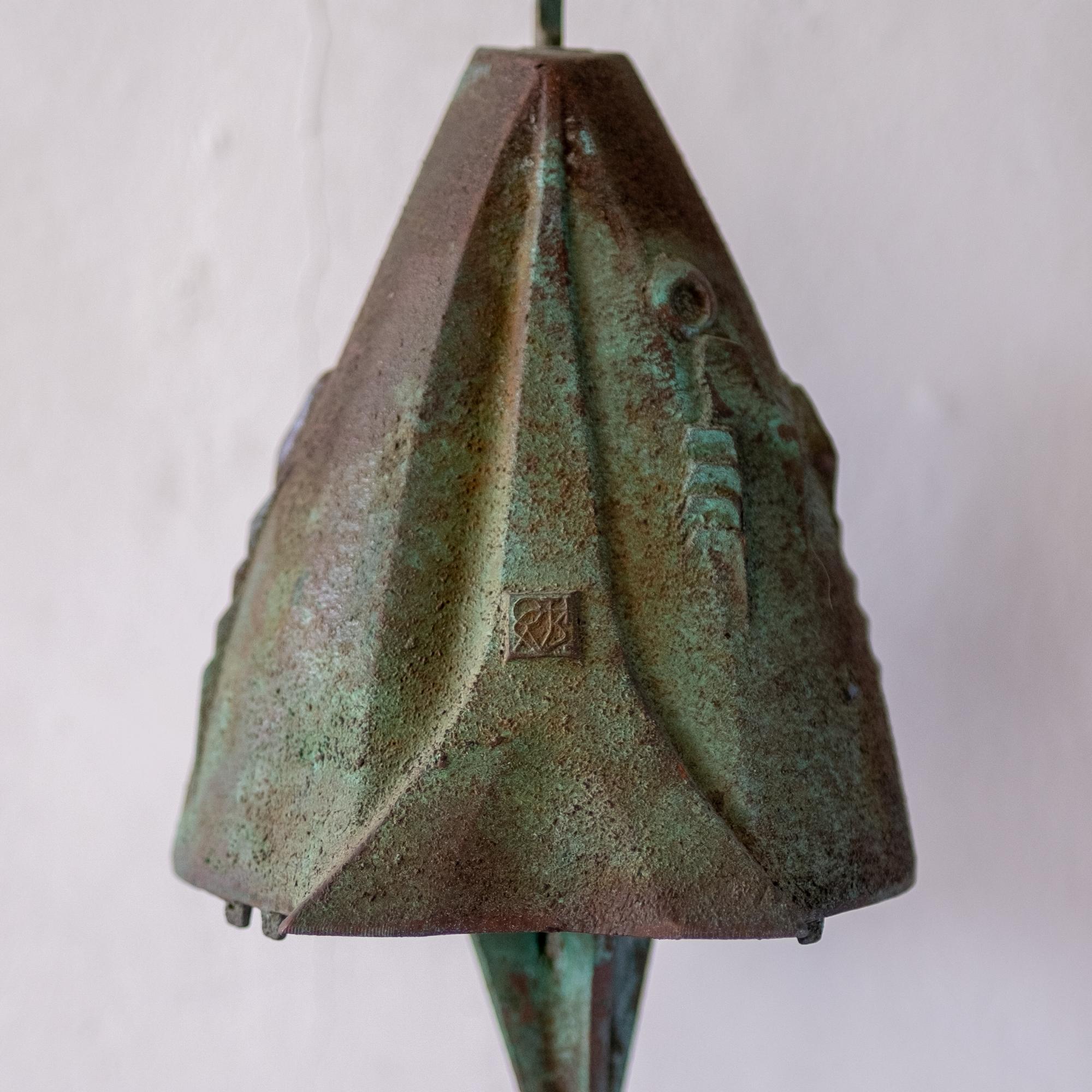 Large Bronze Soleri Bell and Hanging Bracket 1