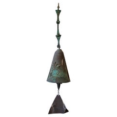 Retro Large Bronze Soleri Bell and Hanging Bracket