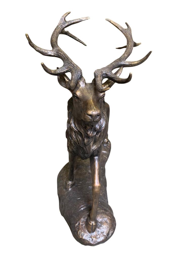 Large Bronze Stag, Scottish Highlands Deer Sculpture Stags, 20th Century For Sale 1