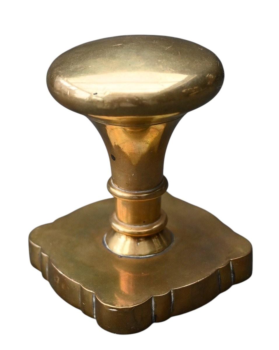 Dutch Large Bronze Stamp Seal With Important Religious Coat Of Arms, 19th century For Sale