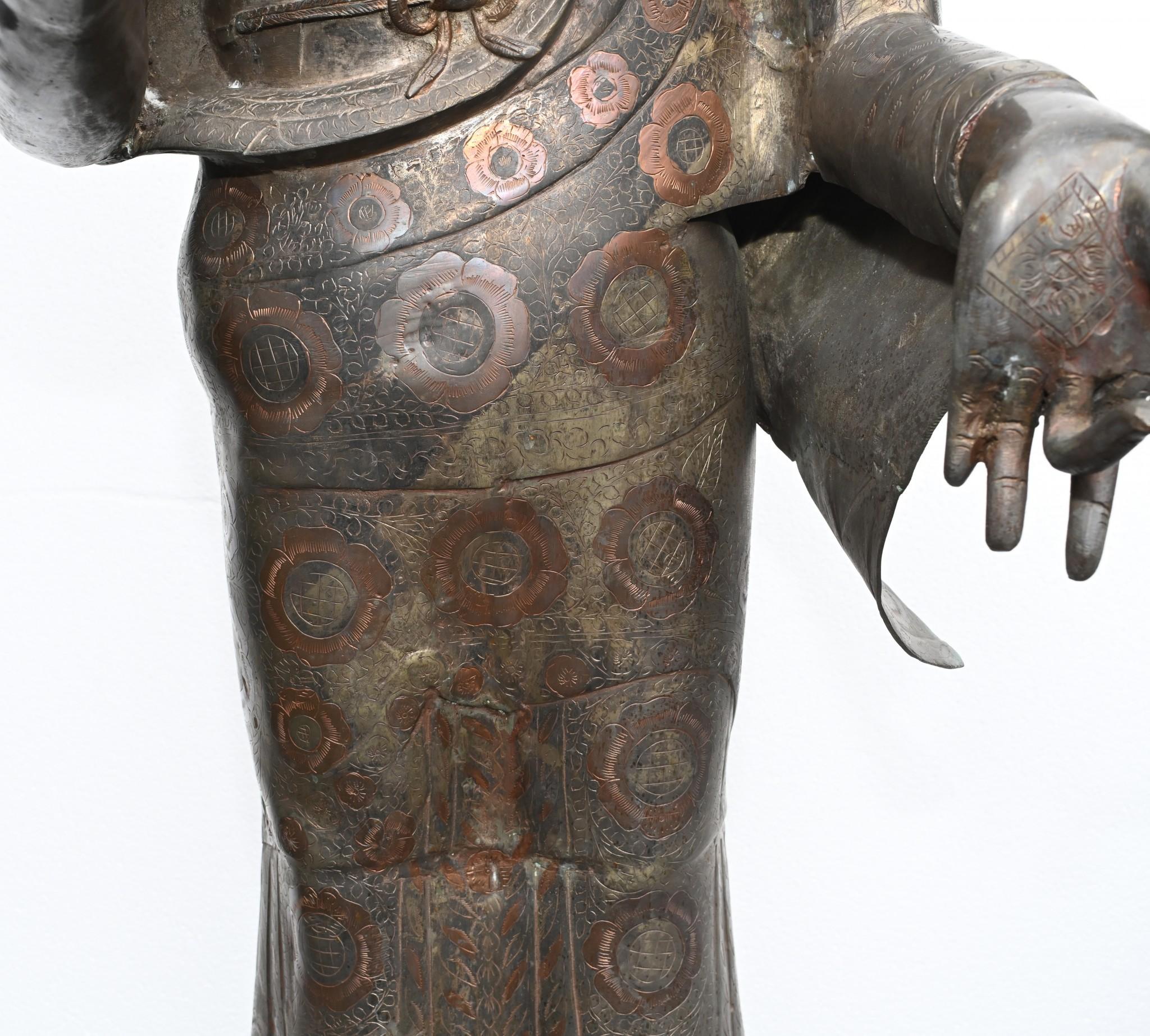 Late 20th Century Large Bronze Standing Buddha Statue Tibetan Buddhism Abhaya Mudra
