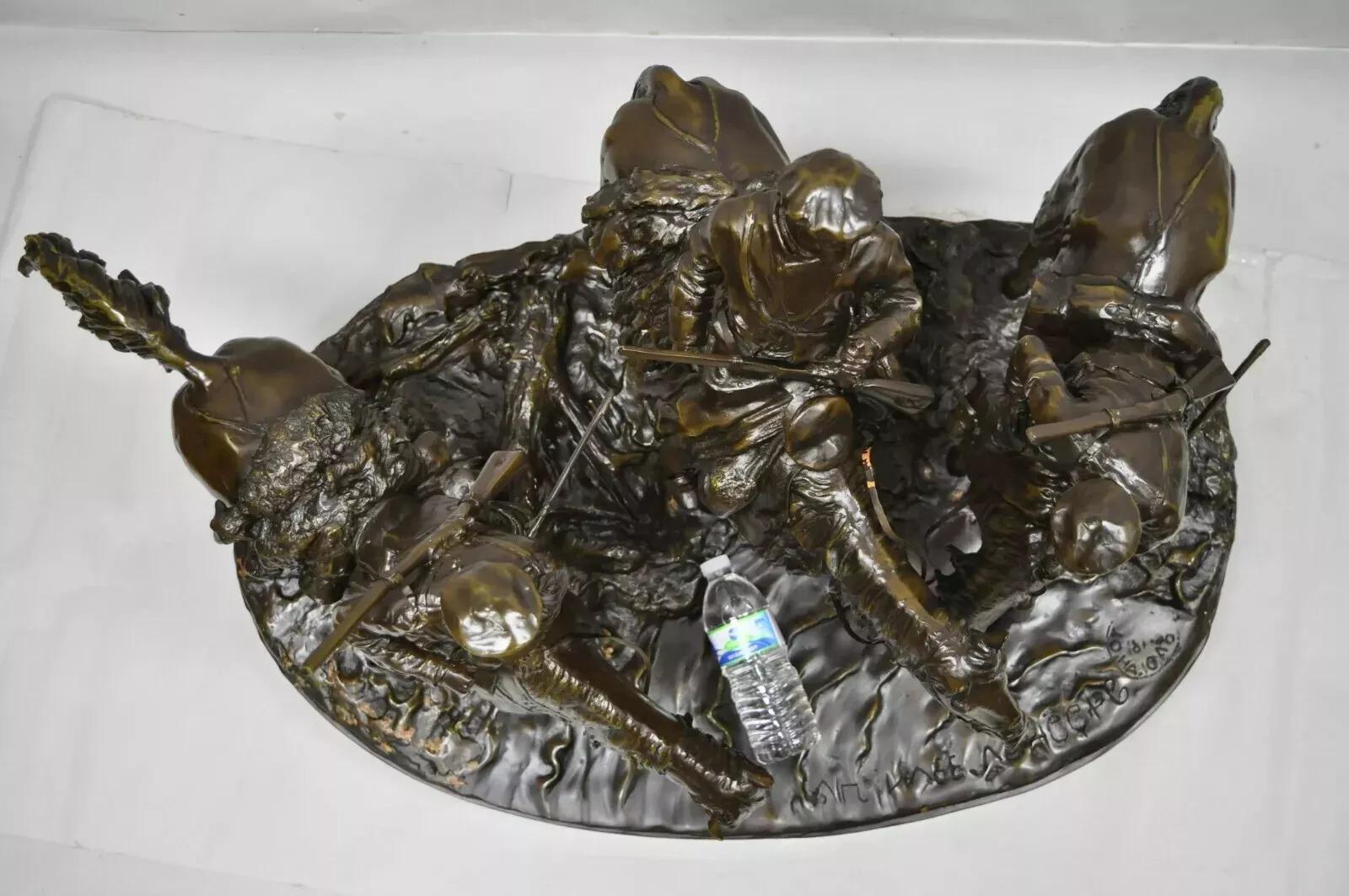 Grande statua in bronzo con 3 cavalieri a caccia di scene di caccia di Evgeny Alexandrovich Lanceray in vendita 4