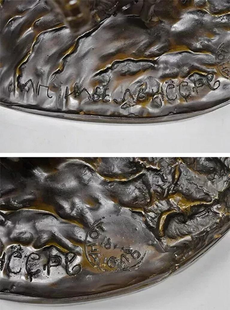 XX secolo Grande statua in bronzo con 3 cavalieri a caccia di scene di caccia di Evgeny Alexandrovich Lanceray in vendita