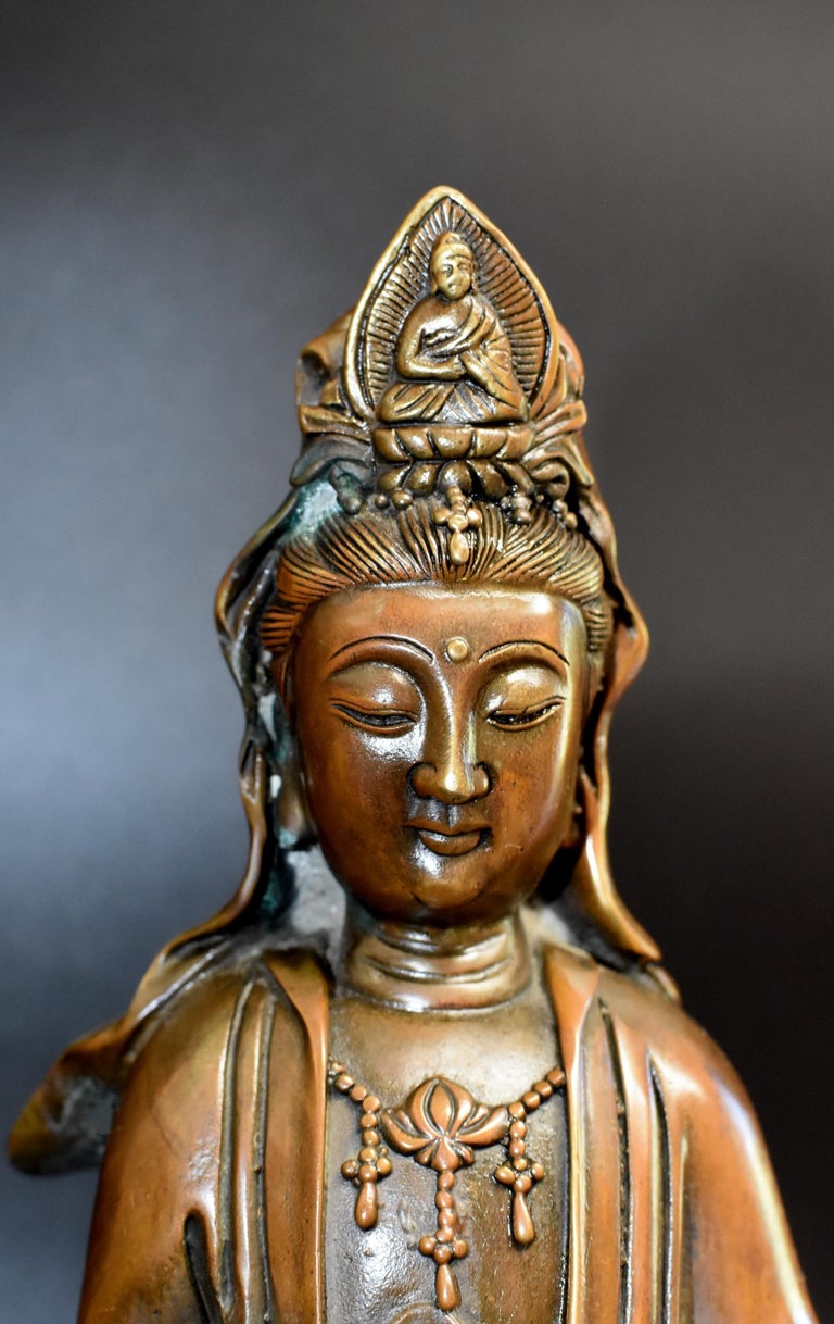 Large Bronze Statue Kwan Yin on Koi Fish at 1stDibs