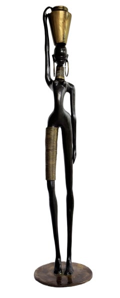 Large bronze statue of a stylized African Ndebele Ndebele woman, atr. Hagenauer