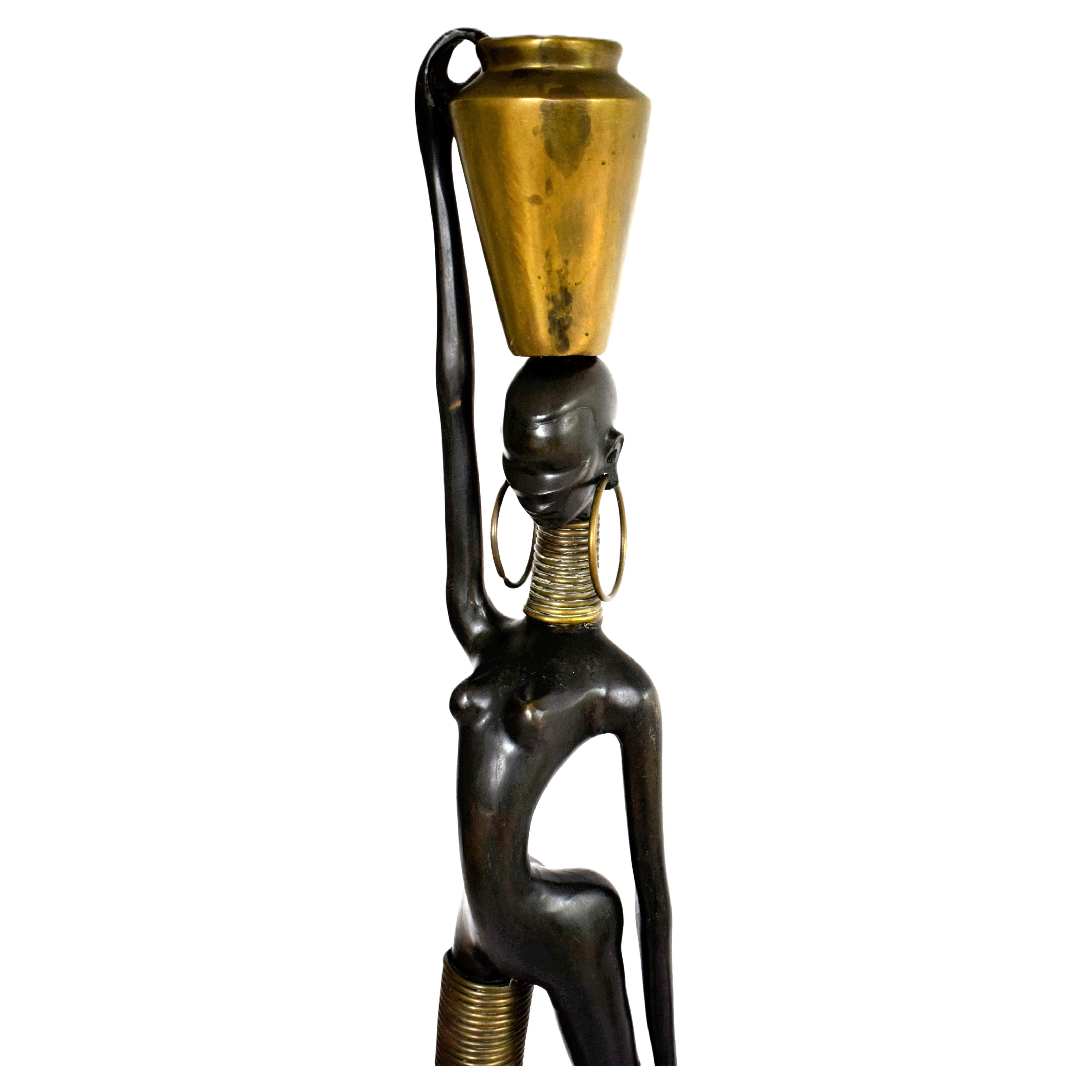 Large bronze statue of a stylized African Ndebele Ndebele woman, atr. Hagenauer