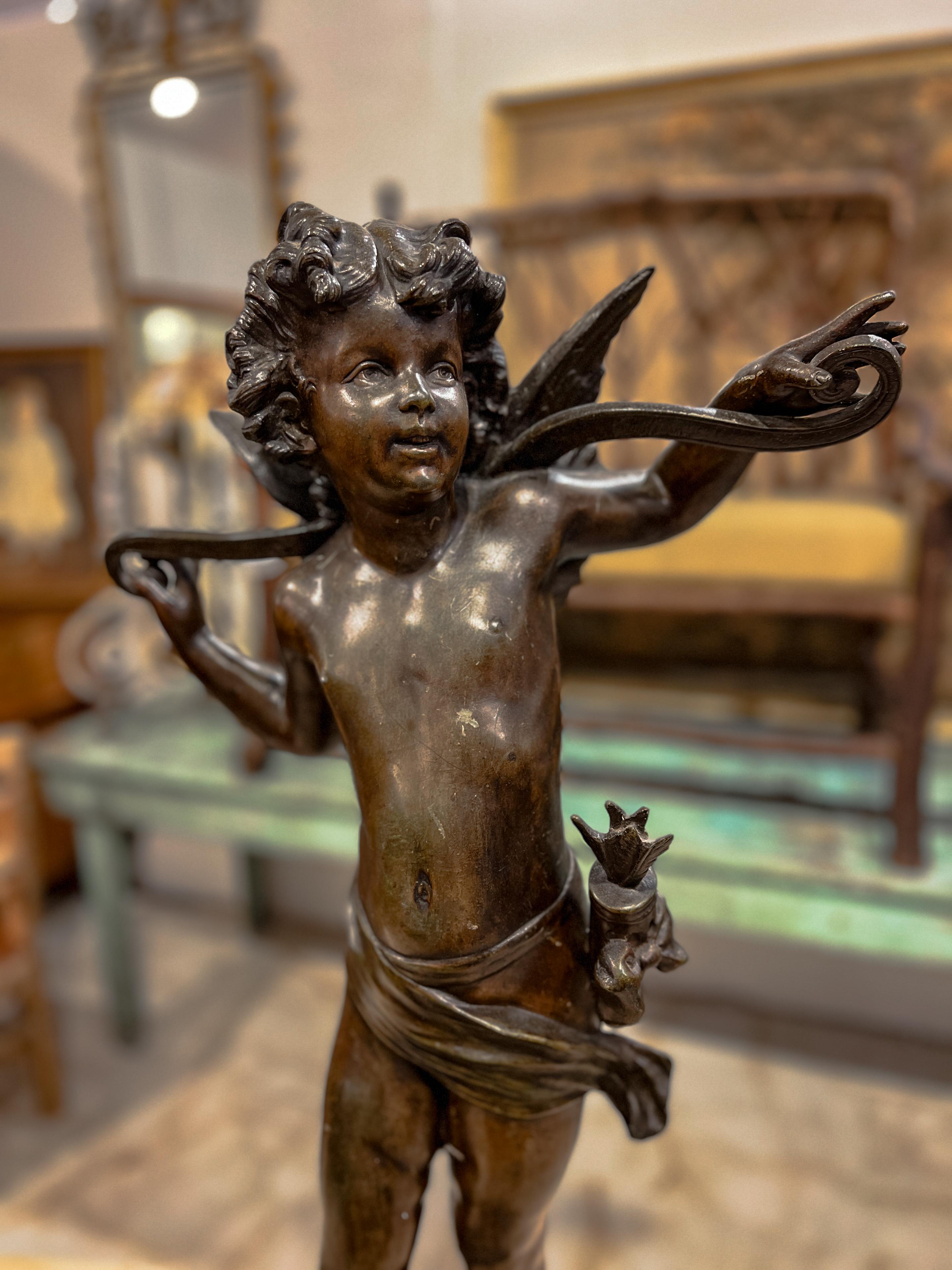 European Bronze Color Metal Statue of Cupid