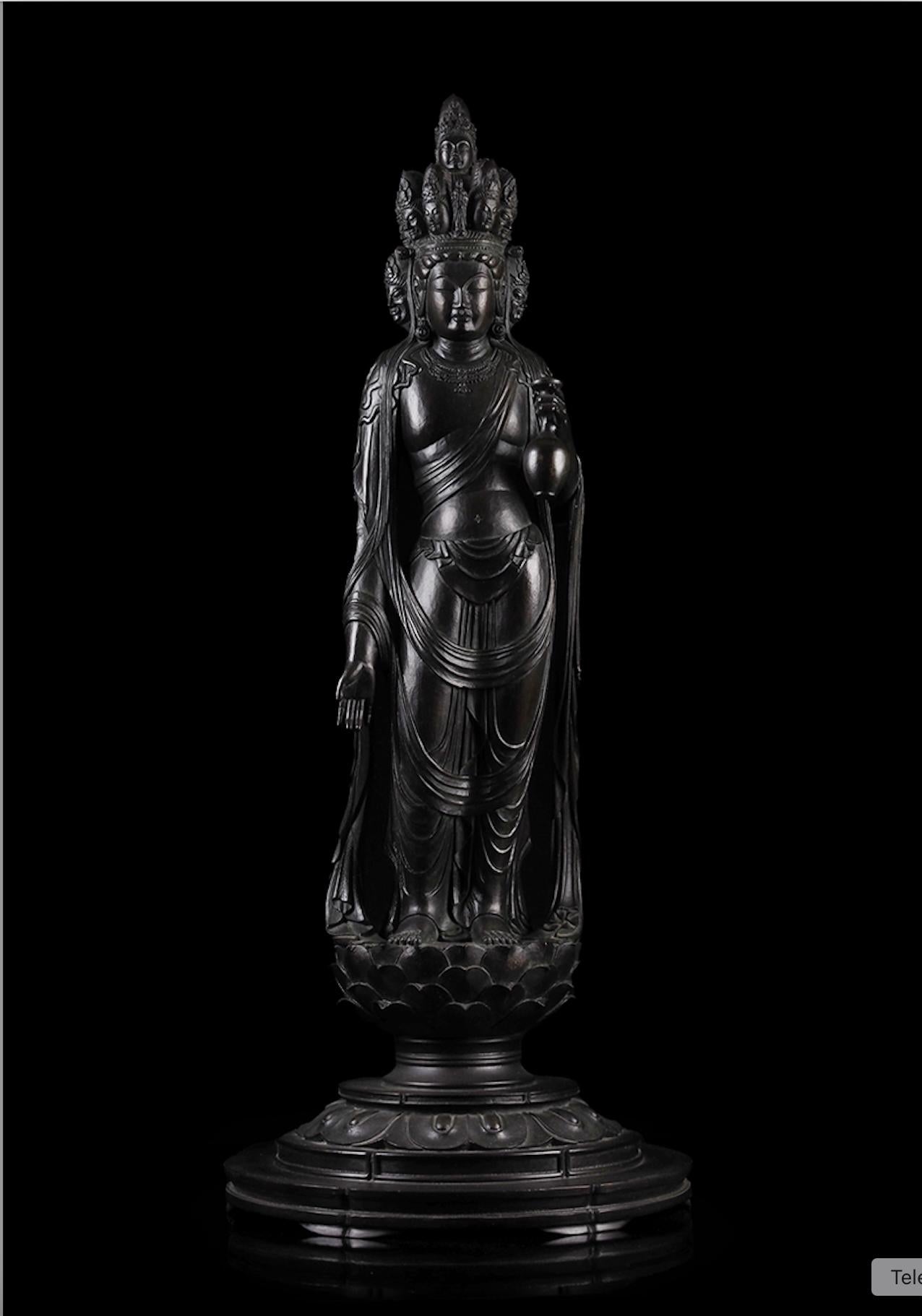 Showa Grande statue en bronze de Kannon à onze visages par Matsuhisa Shūrin (1926-1992) en vente