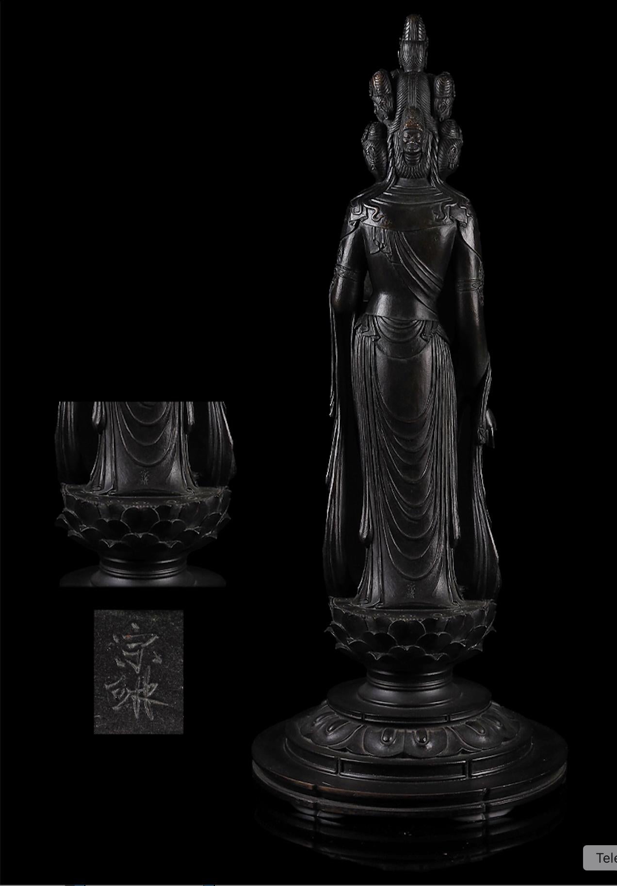 Japonais Grande statue en bronze de Kannon à onze visages par Matsuhisa Shūrin (1926-1992) en vente