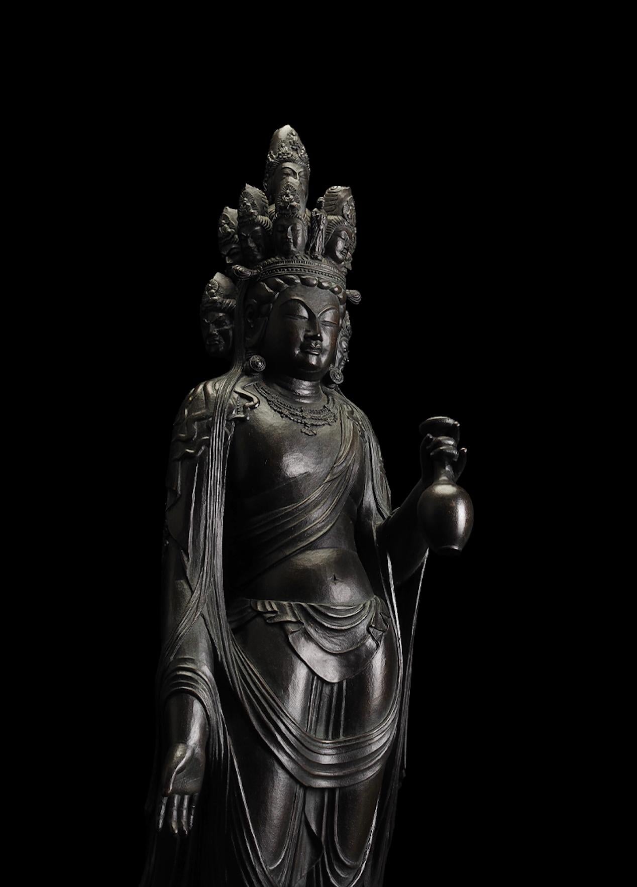 Bronze Grande statue en bronze de Kannon à onze visages par Matsuhisa Shūrin (1926-1992) en vente