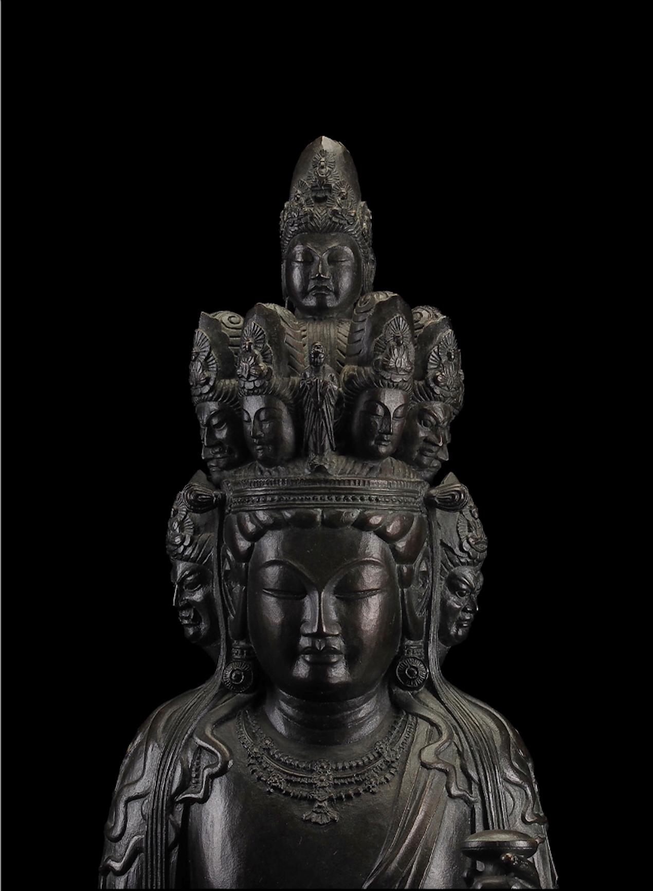 Grande statue en bronze de Kannon à onze visages par Matsuhisa Shūrin (1926-1992) en vente 1