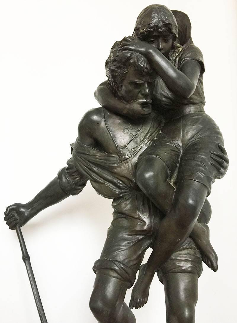 Grande statue italienne en bronze du 19ème siècle par Ettore Ximines Bon état - En vente à Delft, NL