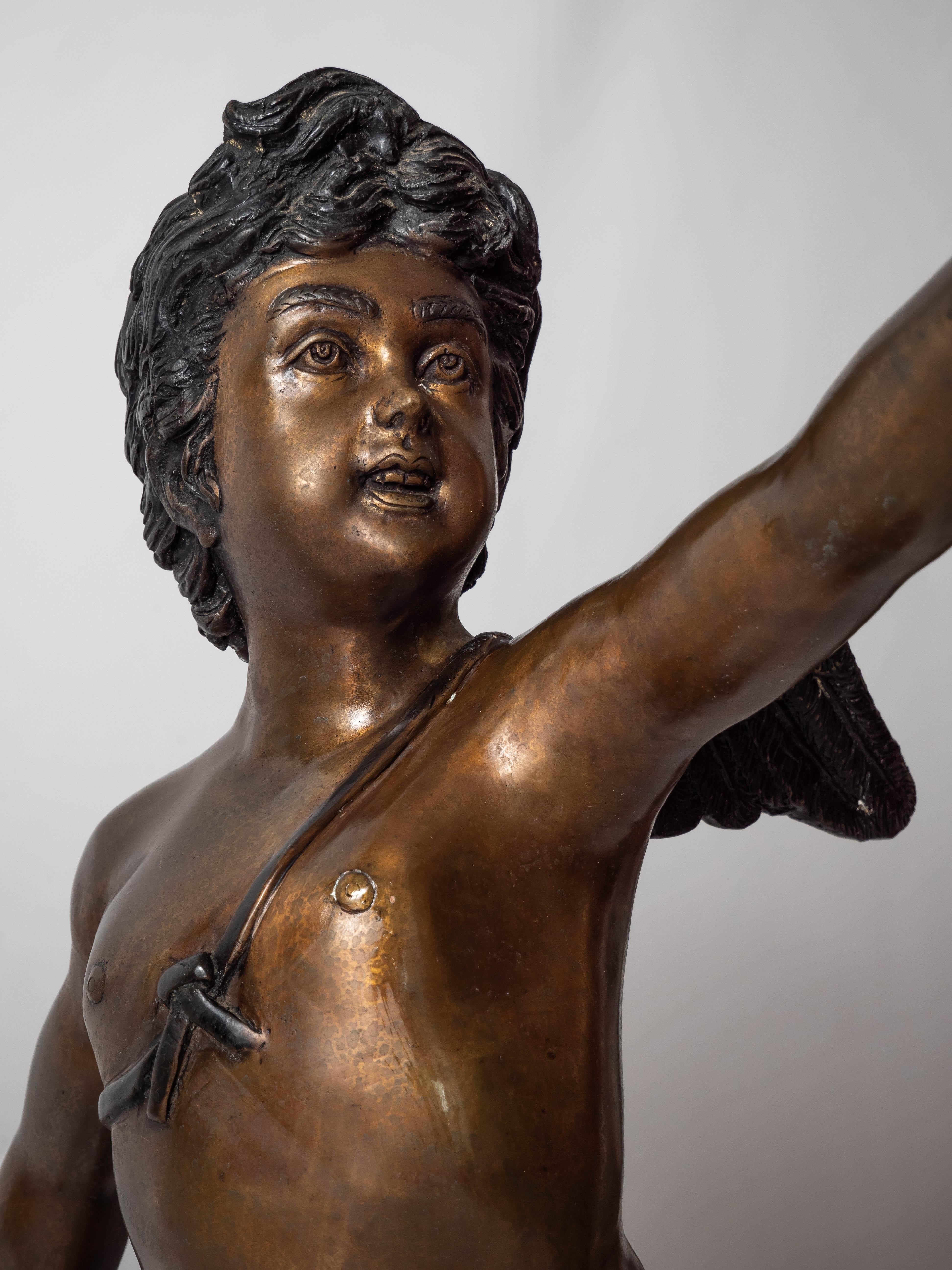 Large bronze statues of Cupids carrying a torch For Sale 4