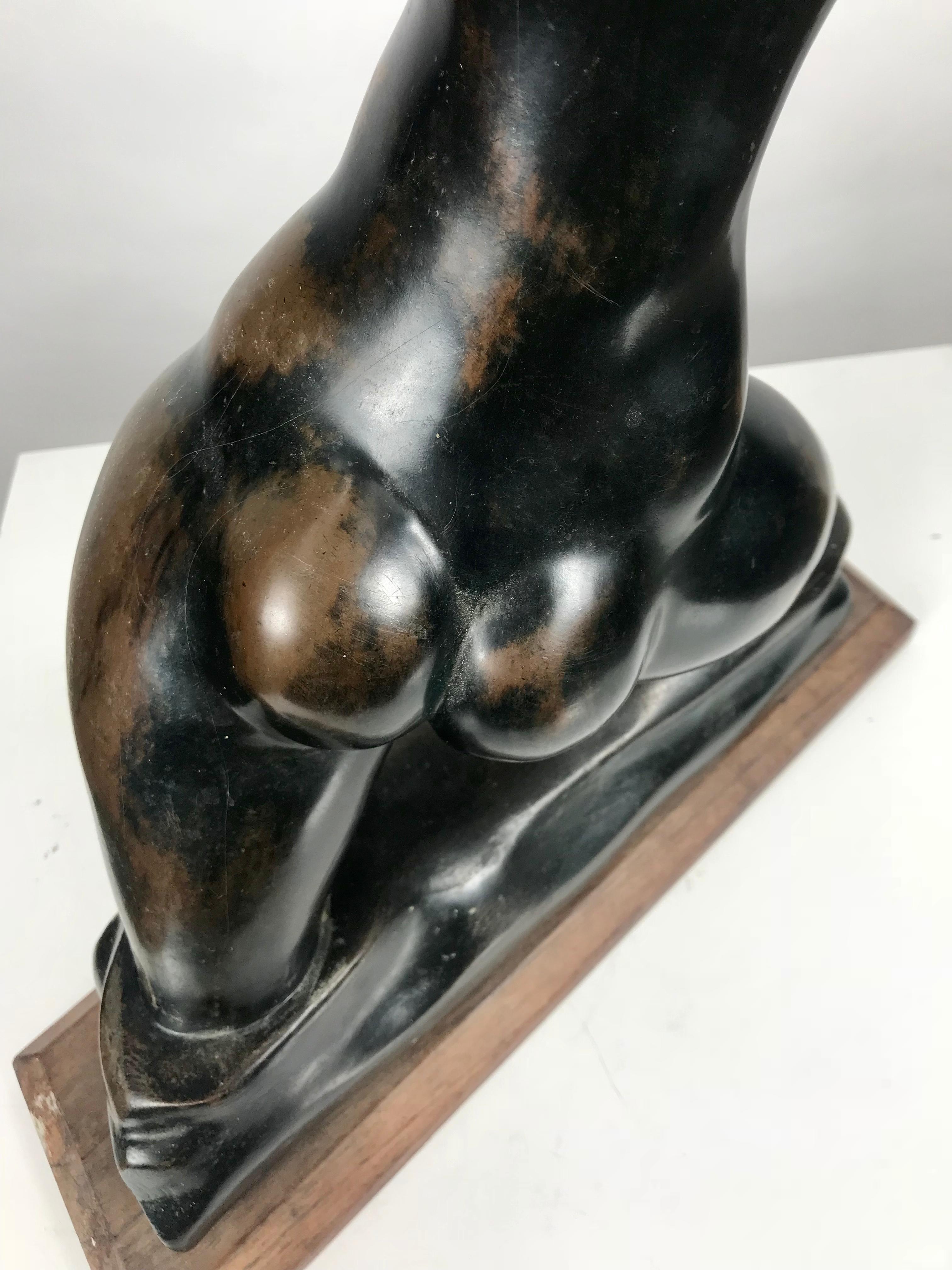 Large Bronze Stylized Female Sculpture, WPA Artist Michael Lintz, 1946 1