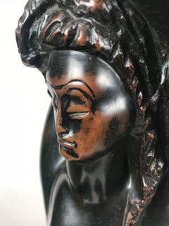 Large Bronze Stylized Female Sculpture, WPA Artist Michael Lintz, 1946