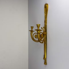 Large Bronze Wall Candle Sconce, France 1950s