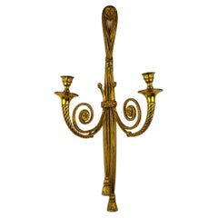 Large Bronze Wall Candle Sconce, France 1950s