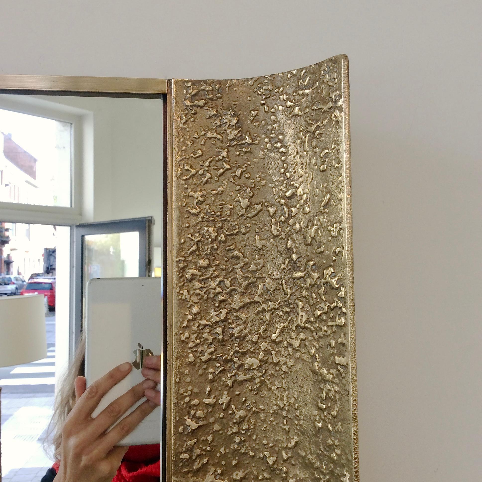 Gilt Luciano Frigerio Large Bronze Wall Mirror for Cellini Cantu, circa 1970, Italy For Sale