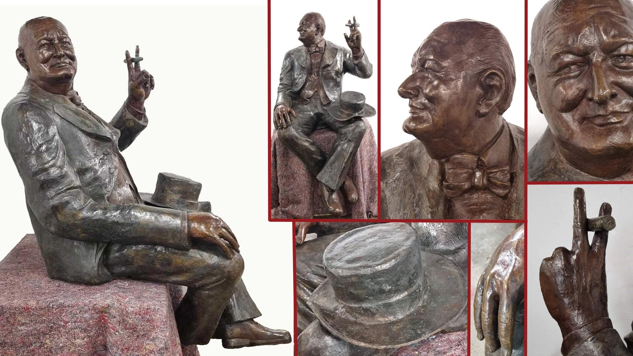 Large Bronze Winston Churchill Statue Seated British PM Casting For Sale 7